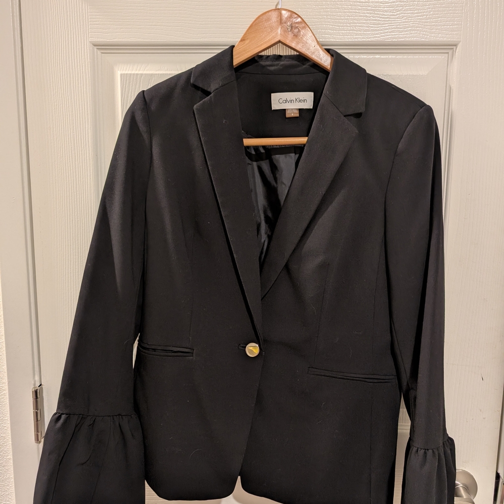 Calvin Klein Women's Black Blazer with Gold Button
